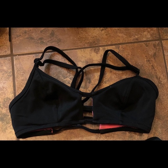 plain black bathing suit top